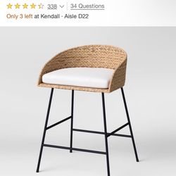 barstools > 24" Landis Wicker Backed Counter Height Barstool with Cushion and Footrest White/Black- Threshold™