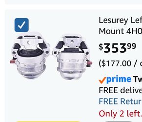 Left & Right Engine Motor Mount 4H0199256T 4H0199255T Compatible with Audi S6 RS6 S7 RS7 D4 A8 T7 V8 4.0T