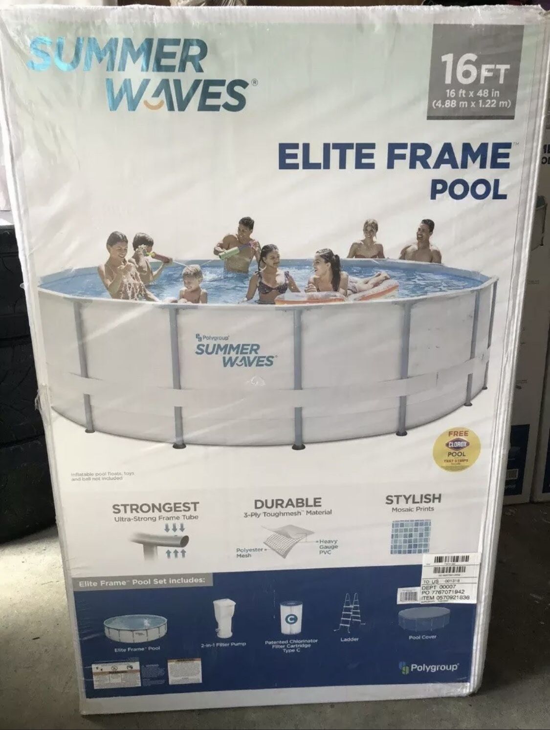 Summer Waves 16ft Elite Frame Pool with Filter Pump, Cover, and Ladder