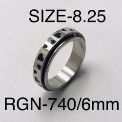 Stainless Steel Heart Carved Spinner Ring Band For Men & Women with: RGN-740/Size-8.25