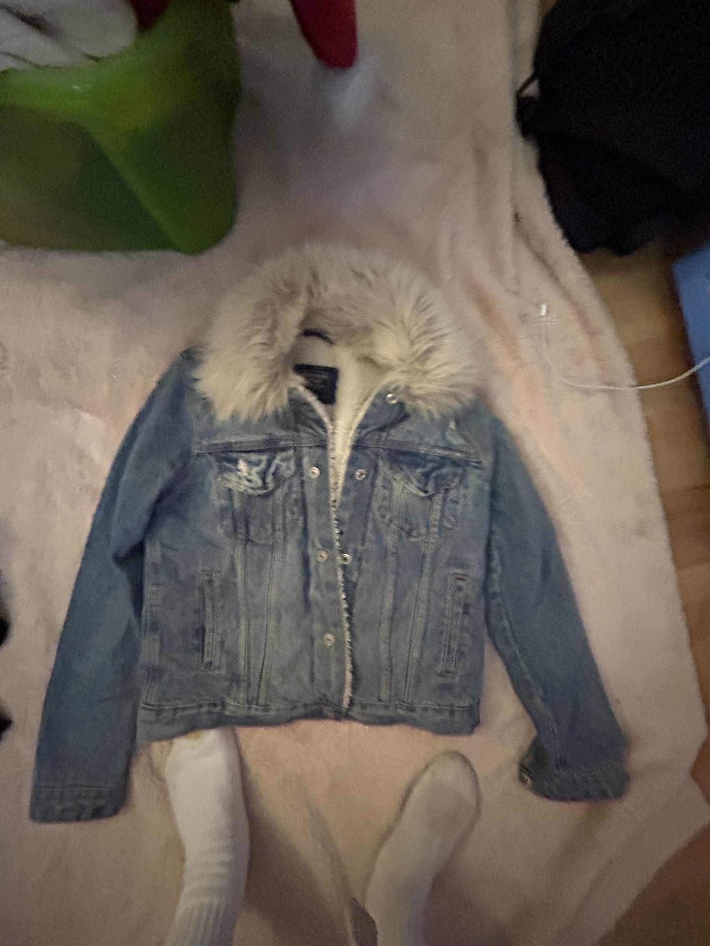 Denim Jacket Abercrombie And Fitch Warm Fuzzy Perfect Condition 