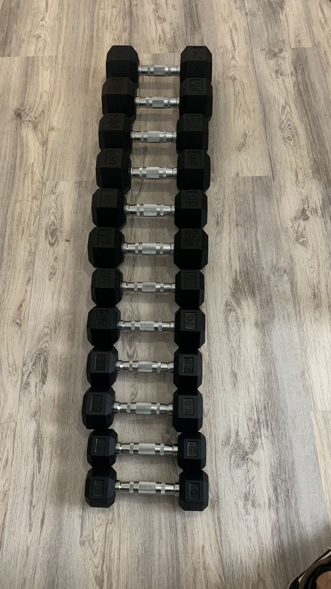 RUBBER DUMBBELLS SET 165 lbs