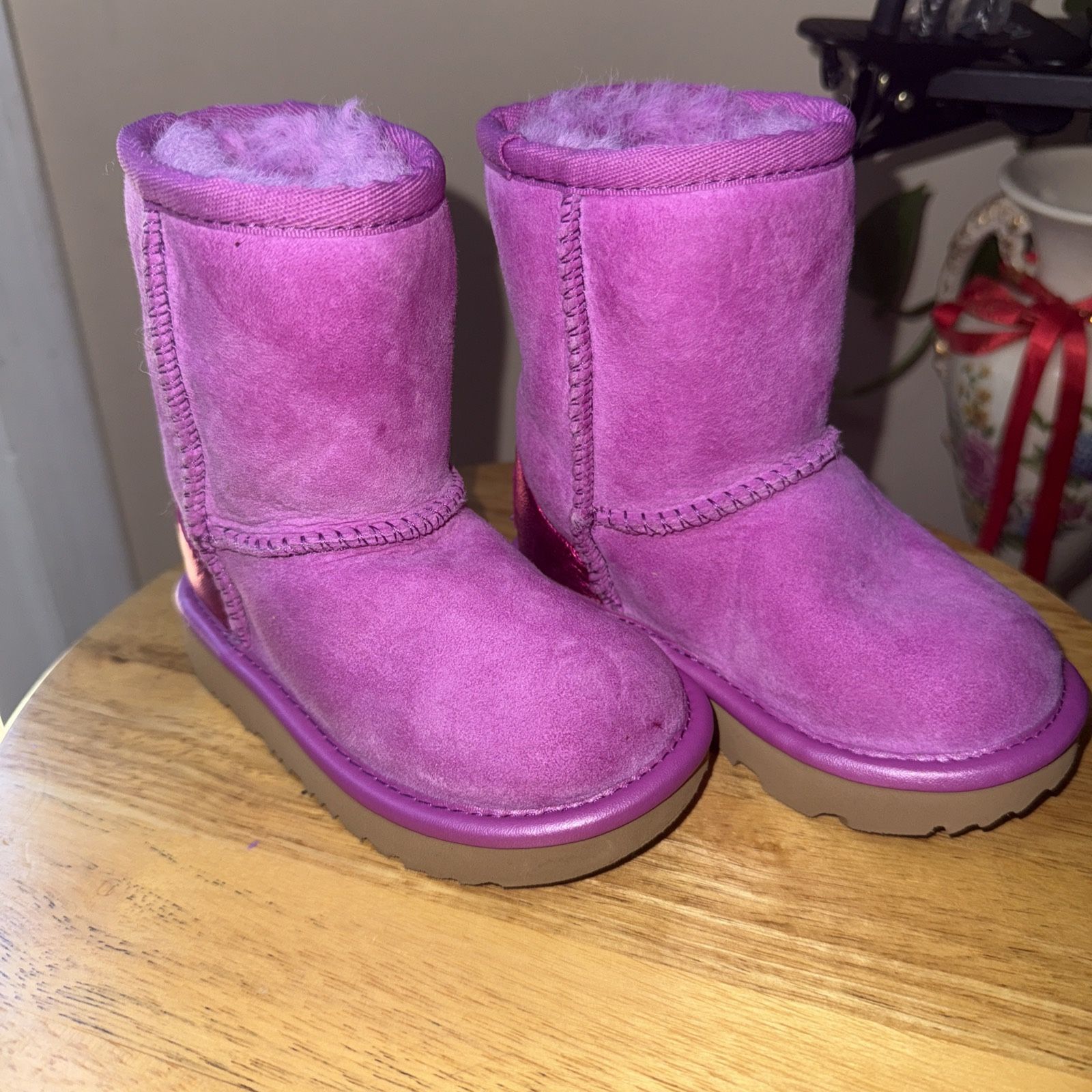 New UGG Fuchsia Fur-Lined Boots