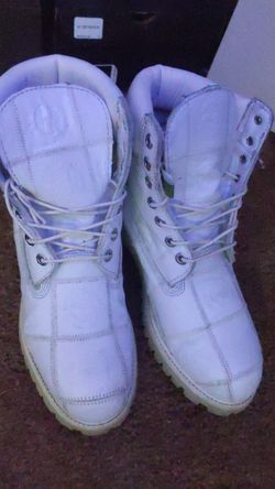 White Patch Timberland Boots size 10