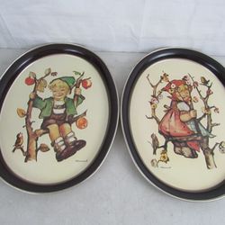 Hummel Painted Steel Trays- The Apple Tree Boy & Girl 1982 ARS Edition


