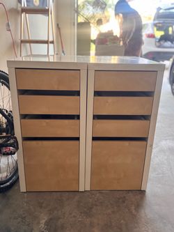 White and Wood Nightstand / Storage Cabinet