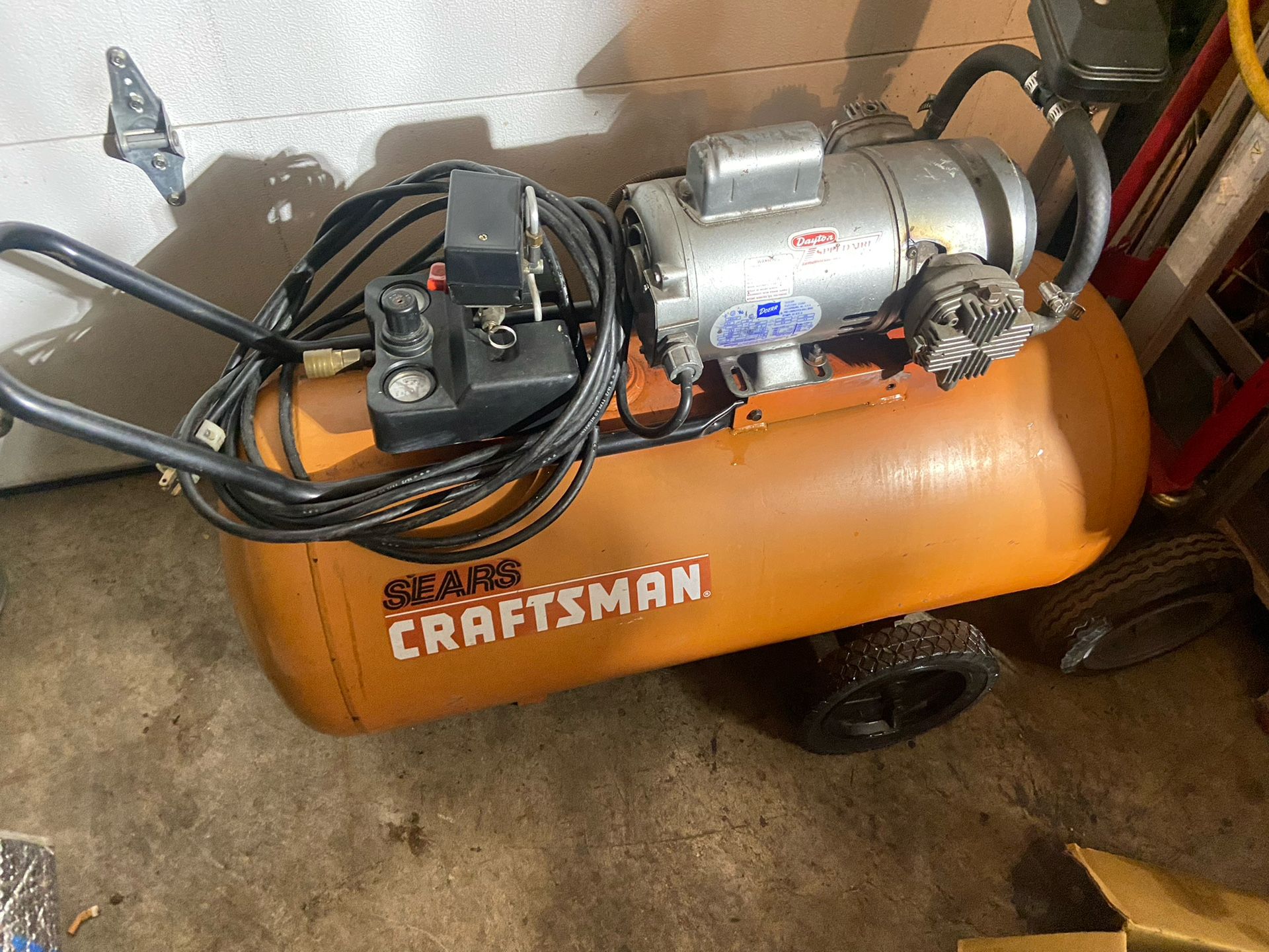 33 Gallon Craftsman Air Compressor Powered By A Dayton Speedaire 1/2 HP Electric Motor