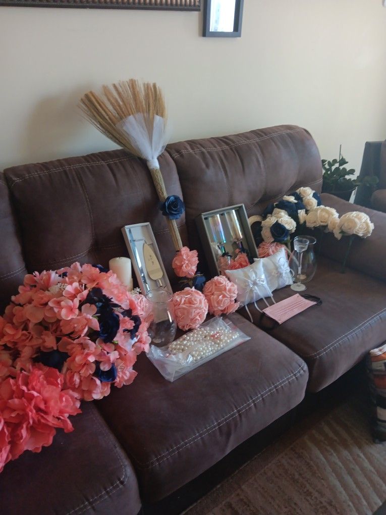 Coral And Blue Wedding Decors