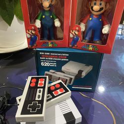 PERFECT CHRISTMAS GIFT 🎄⚠️ Retro Console Built In 620 Classic Games Arcade Games 🕹 + MARIO WORLD FIGURE AND LUGUI FIGURE