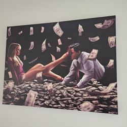 Wolf Of Wall Street Leonardo Dicaprio Margot Robbie Movie Film Framed Canvas 