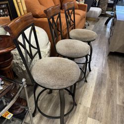 3 Swivel Bar Stools - 24” H - Excellent Condition 