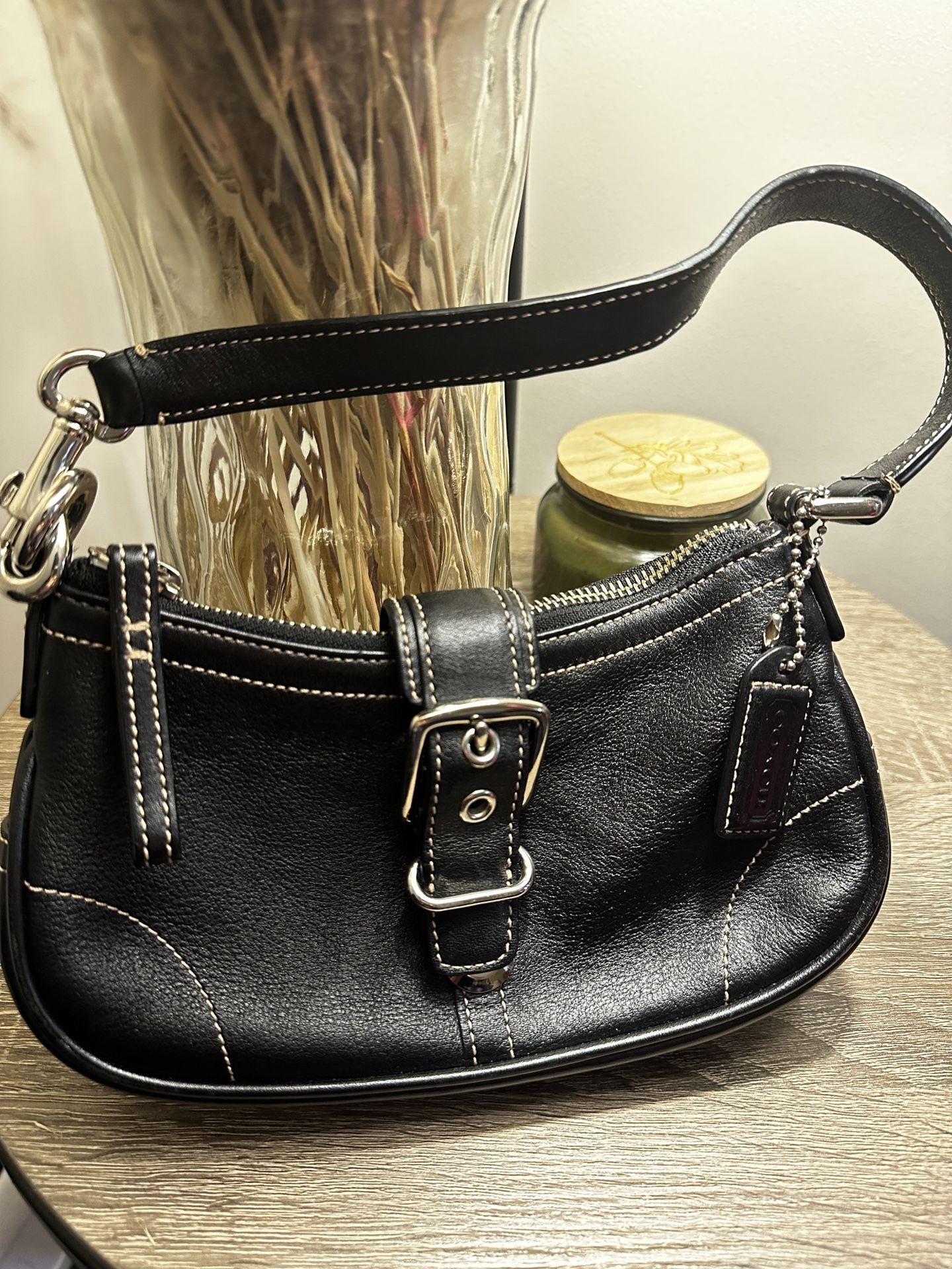 Coach F50410 Leather Mini Shoulder Bag Black – Vintage Buckle Style – Authentic
