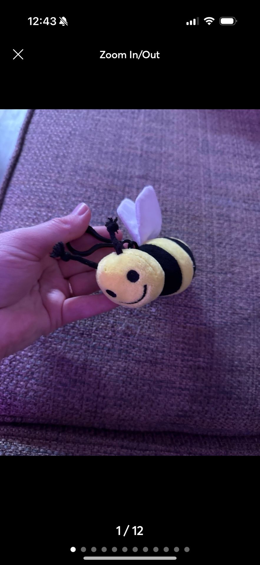 Crinkle Interactive Toy Bee key chain