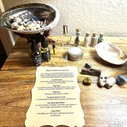 Water Magic Witch/Mermaid Starter Kit Crystal Wicca Box Smudging Oil  Divination Tools Spell