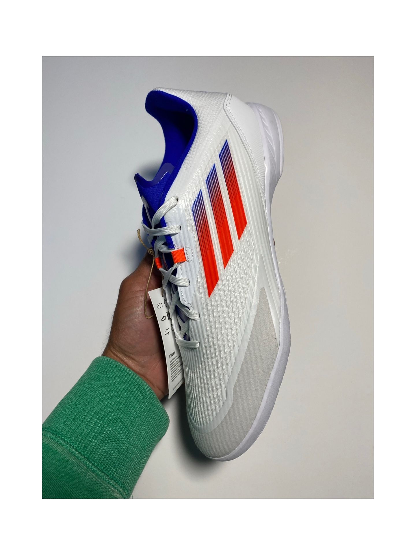 Adidas F50 League Indoor Soccer Shoes White Blue Red Men’s sz 9.5 New No Box!