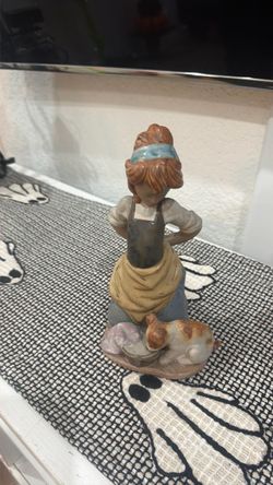 Lladro Porcelain Girl with dog  Figurine