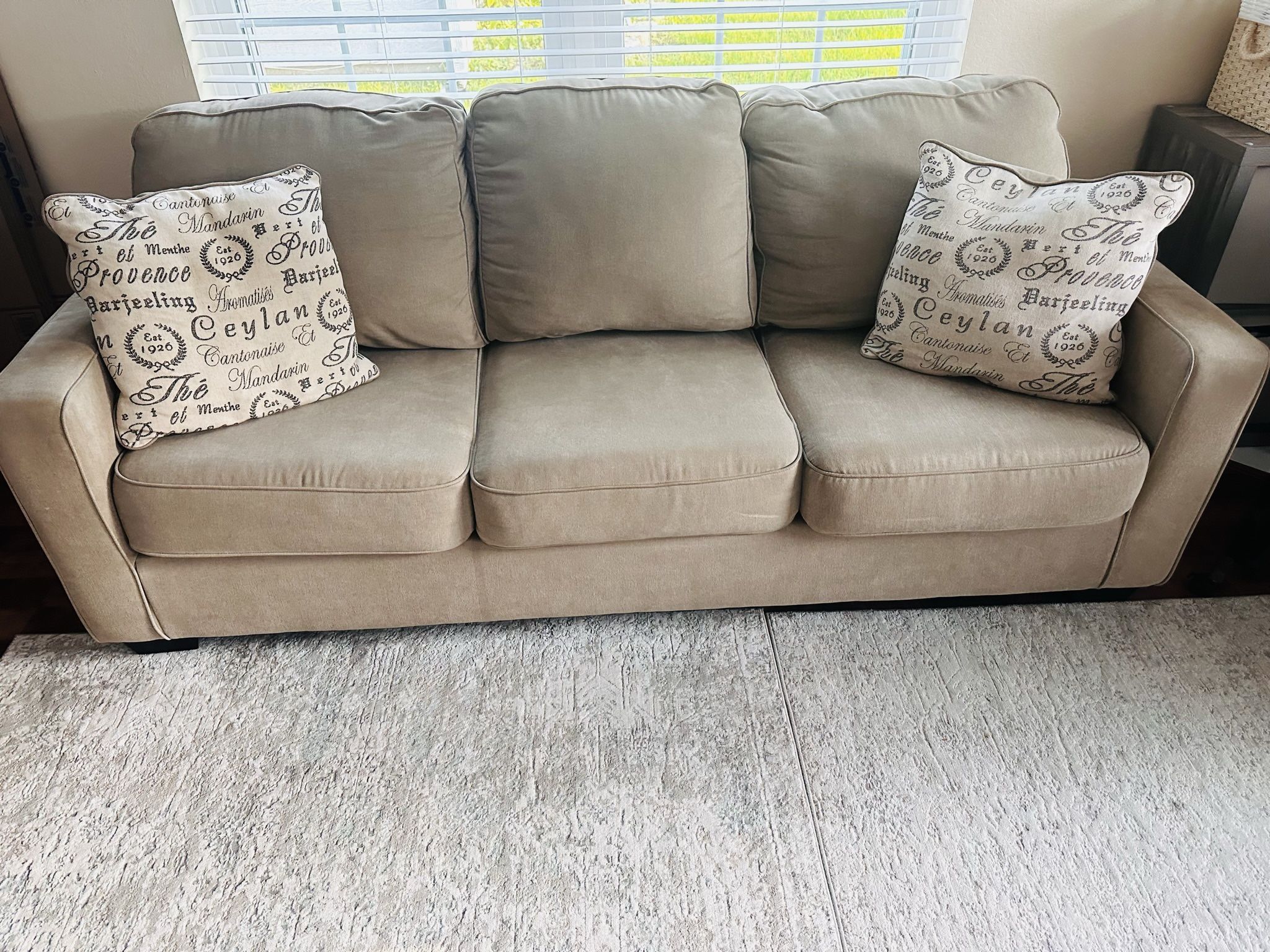 2 sofas with 4 accent pillows (each sofa is $300)