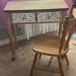 Wood Desk And Chair