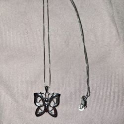 Silver Butterfly Necklace $50