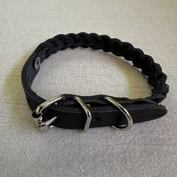 CHOKERZ Leather Dog Collar with  Adjustable Soft Round Collars for Small  Dogs Puppy (10" - 12.5" Neck Size) Black