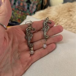 Handmade Earrings. Seahorse.