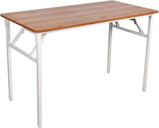 New- Folding Computer Foldable Writing & Study Table for Home & Office Desk Use-Teak & White, 55",