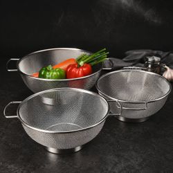 [NEW] Stainless Steel Colander Set (3-Piece) - See Dimensions