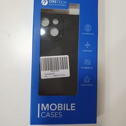 ORETECH Black iPhone 14 Case, 2 x Screen Protectors, Camera Protection, 360° Shockproof Slim Thin