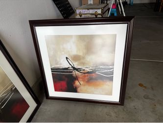 TWO Professionally framed modern wall art with glass