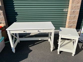 Wood desk with printer stand
