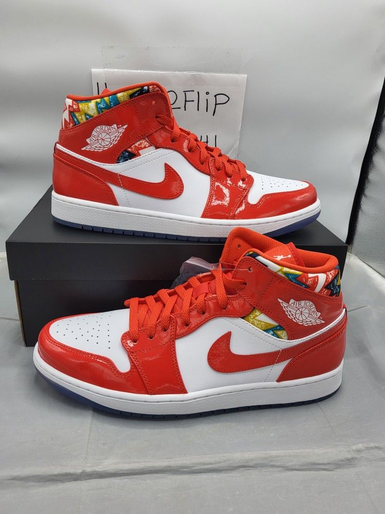 Men Sz 12 Nike Air Jordan Mid SE Barcelona Sweater Chile Red