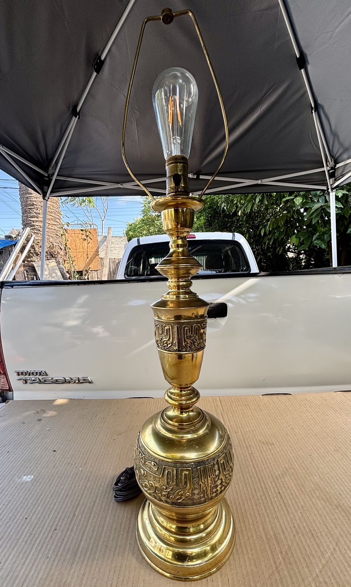 Vintage Torii Japanese 30” Brass Table Lamp