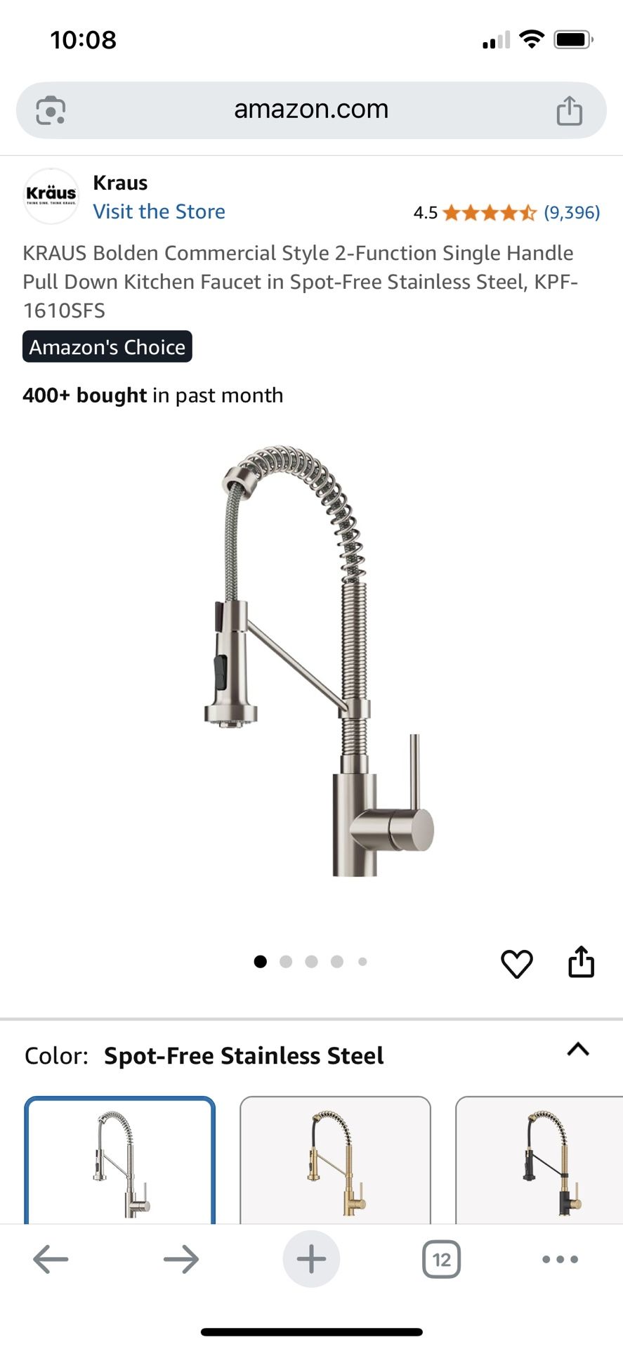 Kraus Bolden 1.8 GPM Single Hole Pre-Rinse Pull Down Kitchen Faucet