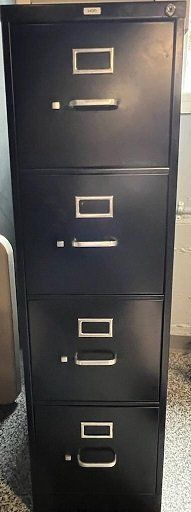 HON Vertical 4-Drawer File Cabinet Black Heavy-gauge steel.