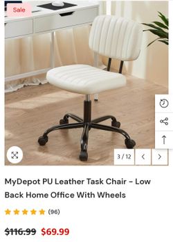 New open box. MyDepot PU Leather Task Chair - Low Back Home Office With Wheels