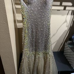 Prom Dress Gold Sequence 