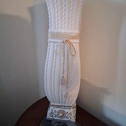 Tall Vase!! (white w/gold ribbon) (24in. h)