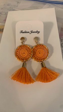 Orange Earring with fringe