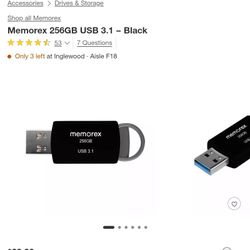 Memorex 256gb 3.1 Usb Flash Drive 