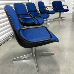 Vintage Modern Mid Century Harpers Steelcase  Swivel Office Armchairs 