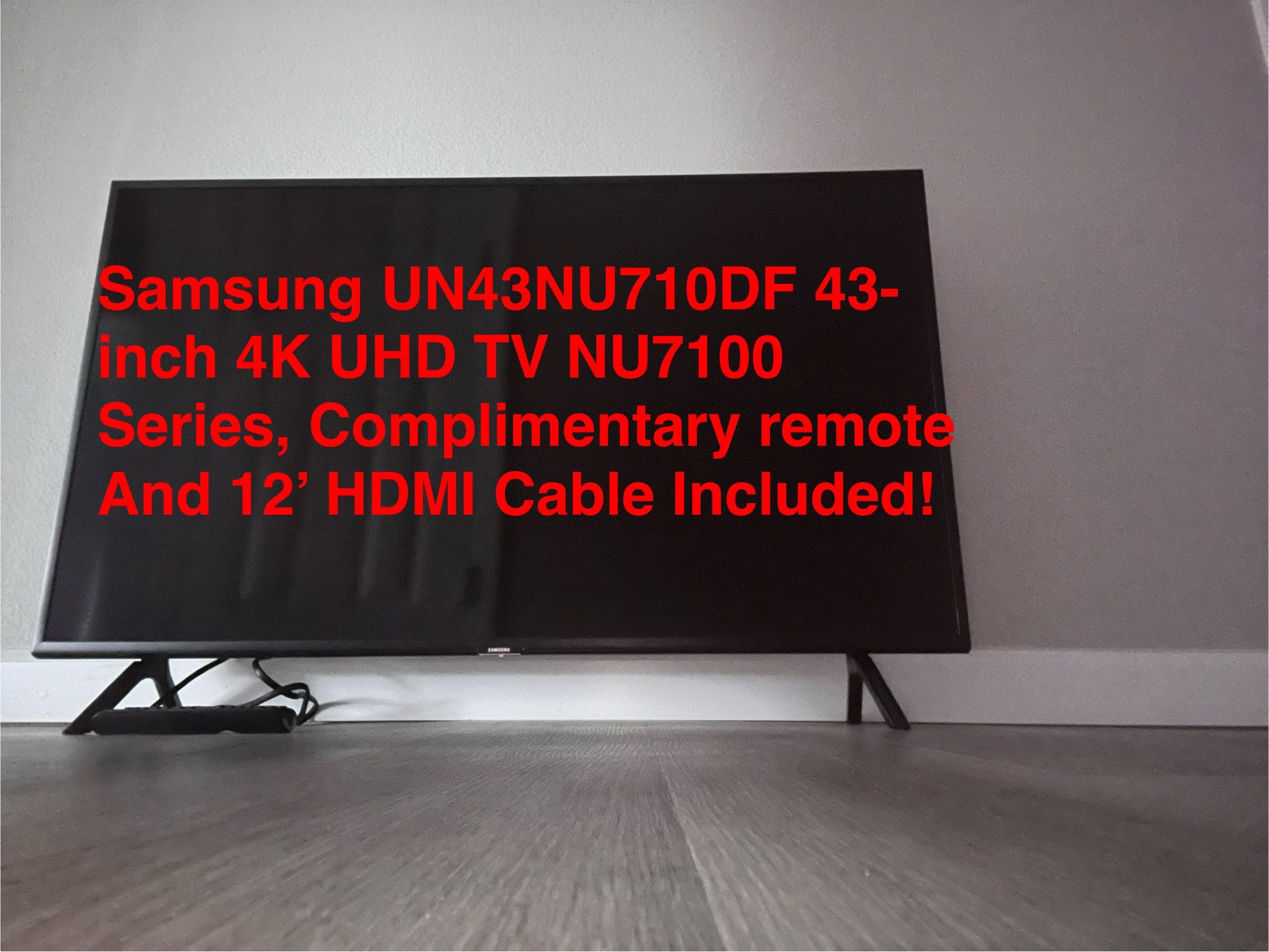 Samsung UN43NU710DF 43-inch 4K UHD TV NU7100 Series, Complimentary remote And 12’ HDMI Cable Included!
