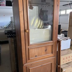 Wood Cabinet with light $75 obo                     Vintage chair $30.                 New mantel $100
