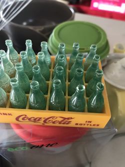 Vintage Coca Cola miniature crate and bottles