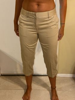 Covington Tan Khaki Stretch Capri Pants Size 8 - Side Split Hem Chinos