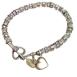 Silver Crystal Bracelet With Heart Charm 