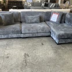 Grey Corduroy Sectional 
