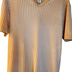 Men's Calvin Klein V- Neck Ribbed Striped T-shirt.