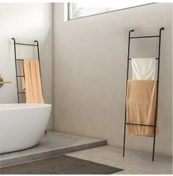Metal Blanket Ladder Set of 2 Black Blanket Ladders for The Living Room Towel Ladder Rack Holder for Bathroom Bedroom (Black)