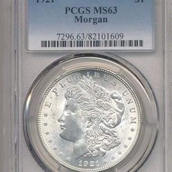 1921-P $1 Morgan Silver Dollar PCGS MS63 Great Surface Details 