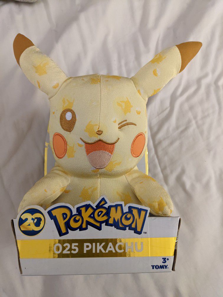 Pokemon 20th Anniversary Winking Pikachu Plush (BRAND NEW)